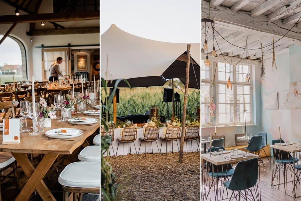 Kleine feestzalen voor een huwelijksfeest in intieme kring