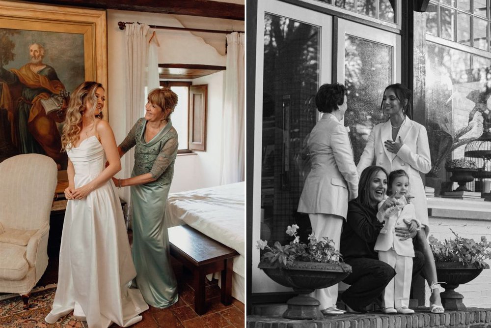 Premiers soins pour les vêtements de suite de la mère de la mariée ou du marié